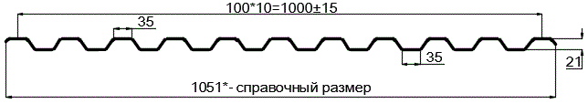 Фото: Профнастил оцинкованный С21 х 1000 (ОЦ-01-БЦ-0.4) в Пущино