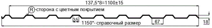 Фото: Профнастил МП20 х 1100 - R RETAIL (ПЭ-01-3005-СТ) в Пущино