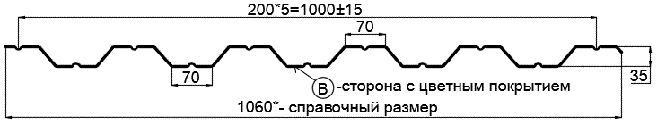 Фото: Профнастил НС35 х 1000 - B (ПЭ-01-1014-0.7) в Пущино