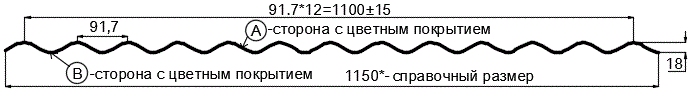 Фото: Профнастил МП18 х 1100 - B (ECOSTEEL_MA_Д-12-Античный Дуб-0.45) в Пущино