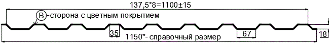 Фото: Профнастил МП20 х 1100 - B (ПЭ-20-3005-0.4) в Пущино