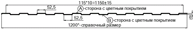 Фото: Профнастил С8 х 1150 - B Двусторонний (ПЭ_Д-01-8017-0.4±0.08мм) в Пущино