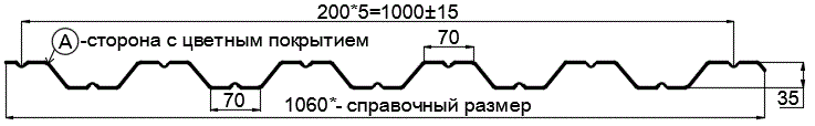 Фото: Профнастил НС35 х 1000 - A (PURMAN-20-Tourmalin-0.5) в Пущино