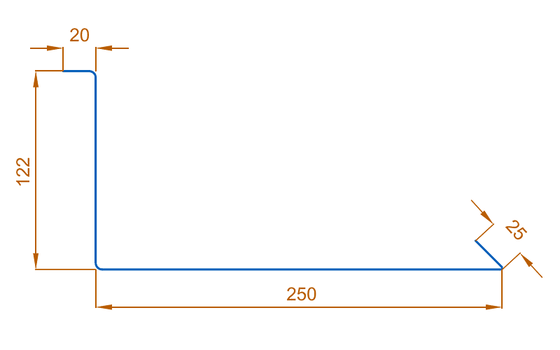 Планка примыкания нижняя 250х122х2000 (ПЭ-01-8017-0.45) в Пущино