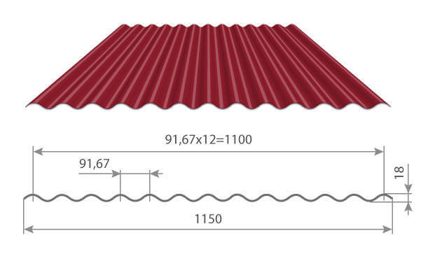 Профнастил МП18 х 1100 - B (ECOSTEEL_MA_Д-01-МореныйДуб-0.5) в Пущино
