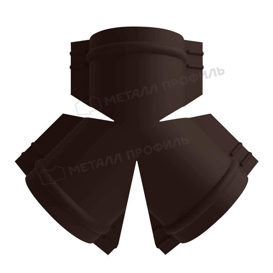 Y-образный тройник для круглого конька R110 (VALORI-20-Темный Брауни-0.5)